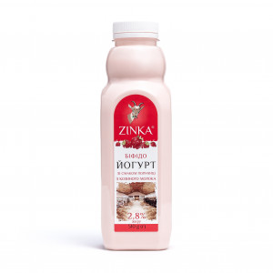 Zinka Біфідойогурт з козиного молока  зі смаком полуниці 2,8% жиру  /510г /