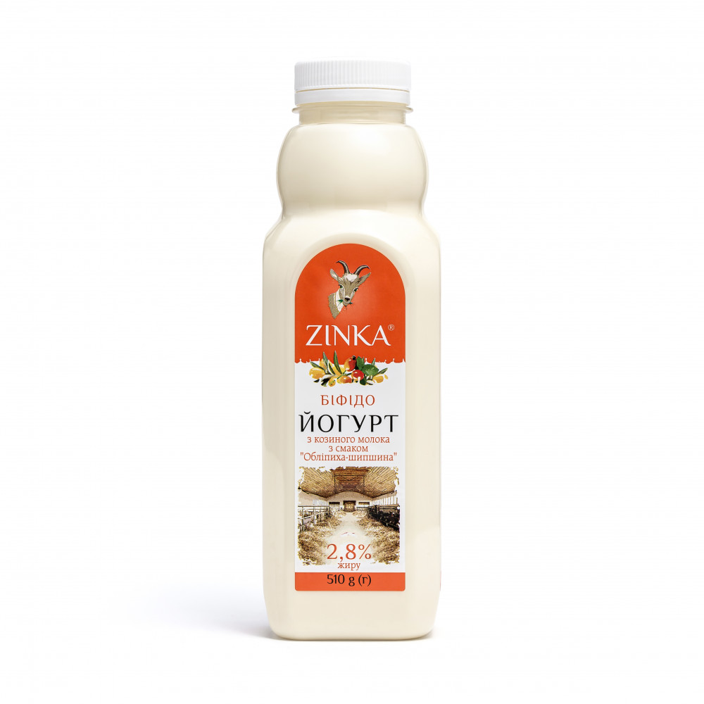 Zinka Біфідойогурт з козиного молока зі смаком обліпихи- шипшини 2,8% жиру  /510г /