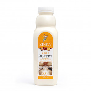 Zinka Біфідойогурт з козиного молока  зі смаком персика- маракуйя 2,8% жиру /510г /
